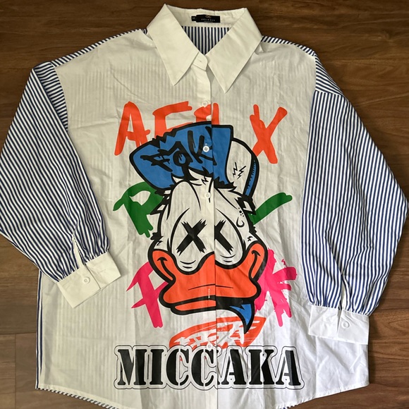 Coleman Collection Oversize Shirt MICCAKA duck Graphic Design Size S - Picture 8 of 8